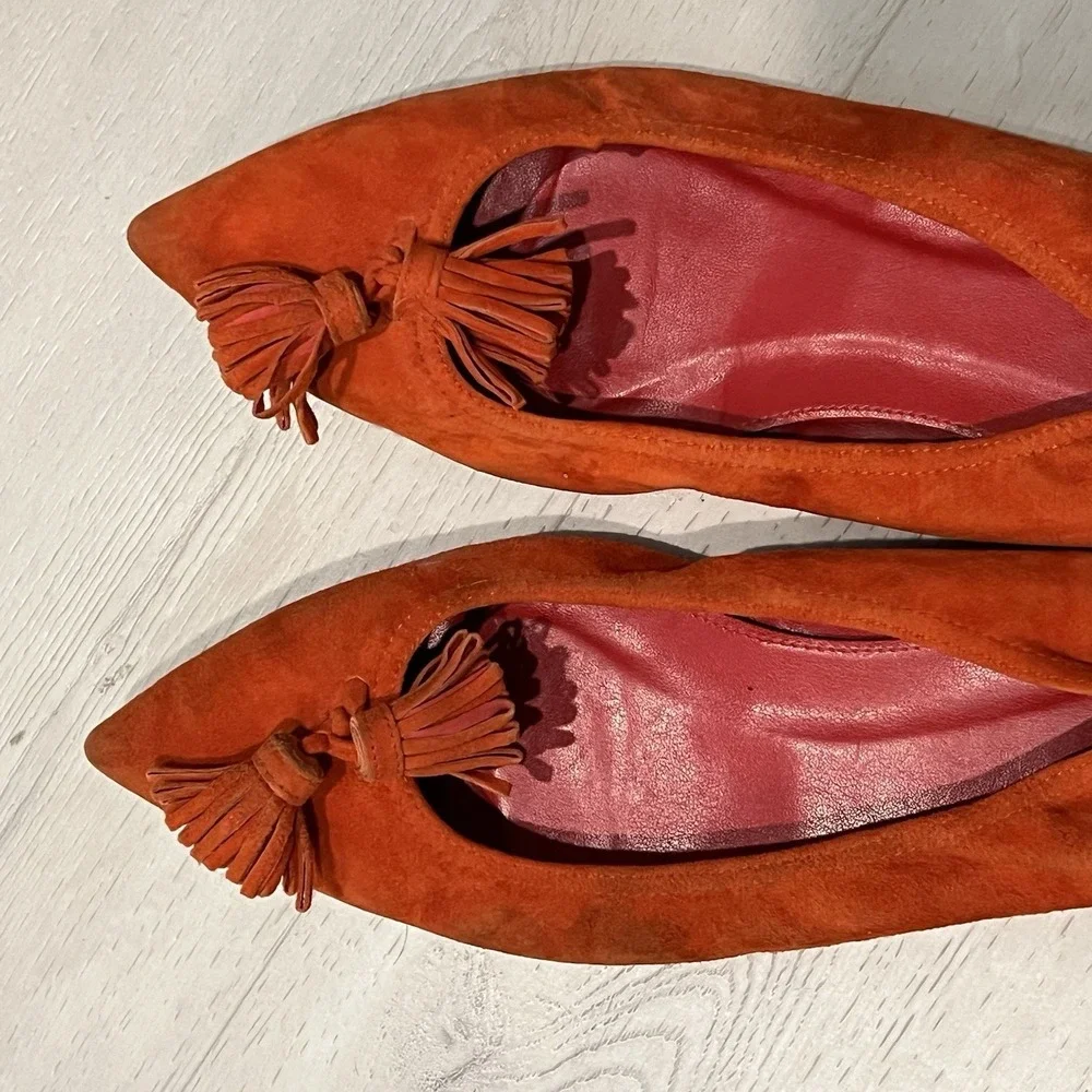 J.CREW Women's Lottie Suede Flats in Orange Size 8.5
